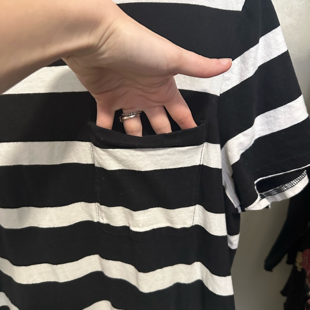 Time and Tru Women’s Black and White Striped Midi ShortSleeve Dress Sz XL 16-18 - Picture 2 of 7